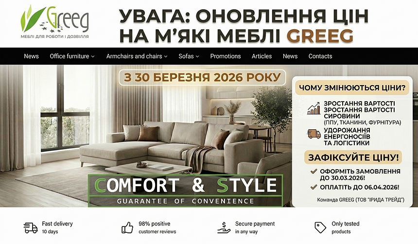 корегування цін на м'які меблі